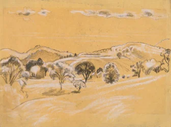Paesaggio a gesso bianco e nero dal libro di A.B. Davies, edizione -38, 50